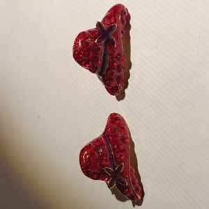 Red Hat Society Clip on Earrings